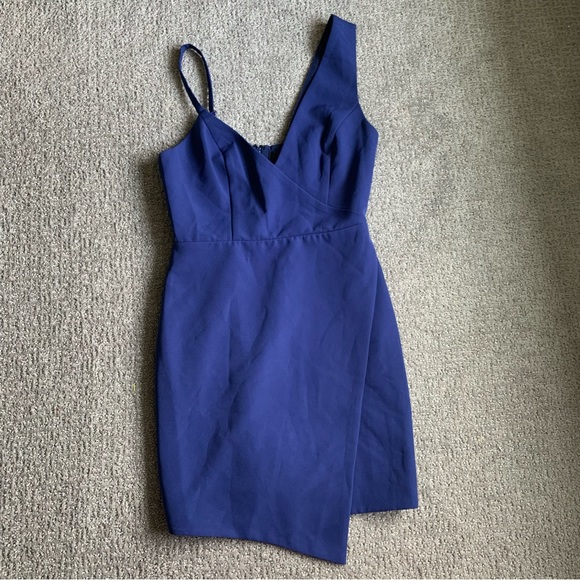 NBD Revolve Adios Mini Asymmetrical Dress in Indigo XS - Picture 3 of 6